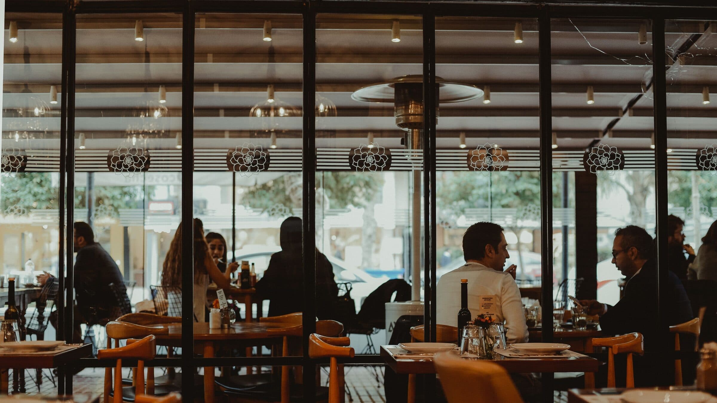 Guests seated in a cafe